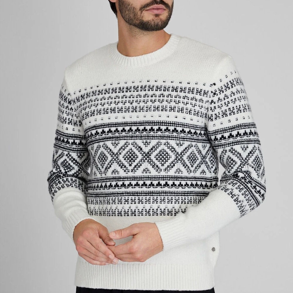 Fair Isle Crew Sweater - New With Tags - NEVER WORN - White Base